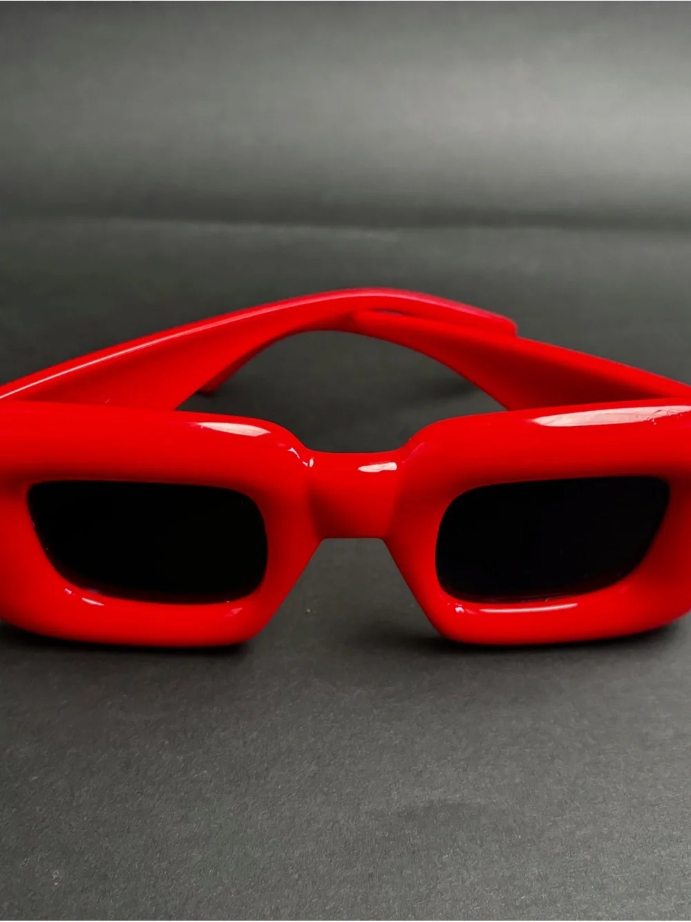 Red Retro Square Sunglasses - Bold Red Frame